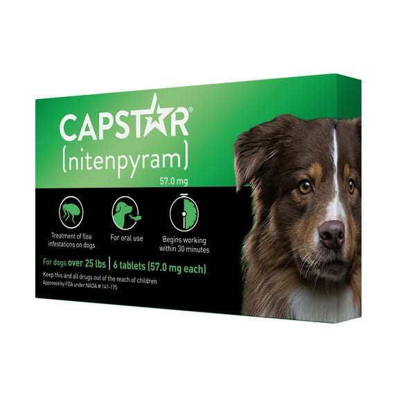 CAPSTAR Fast-Acting Oral Flea Treatment for Large Dogs, over 25 lbs, 6 Count