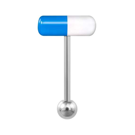 Capsule 304 Stainless Steel & Acrylic Straight Barbell 15 Gauge Piercing Tongue Rings for Women Men Stainless Steel Color Deep Sky Blue 14mm Pin: 1.6mm