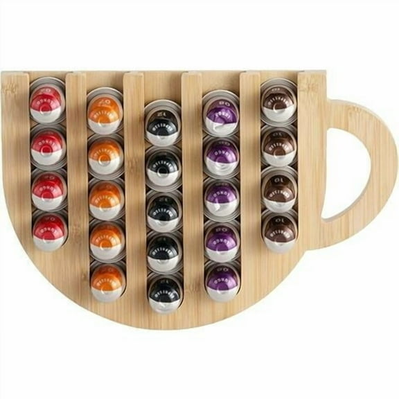 Capsule Holder, Triomphe Self-Adhesive Capsule Storage, 36x Coffee Capsule Dispenser, Coffee Pod Storage, Space-Saving Wall Mount, Rotating Capsule Storage Compatible with Nespresso Capsules