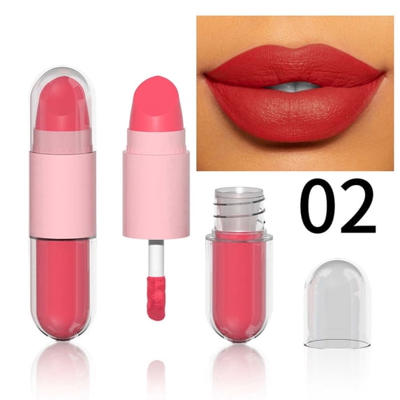Capsule Mini Lip Gloss, Lip and Blush 2-in-1 Stick with Dual Heads for Layered Application, Hydrates Dry and Cracked Lip Care