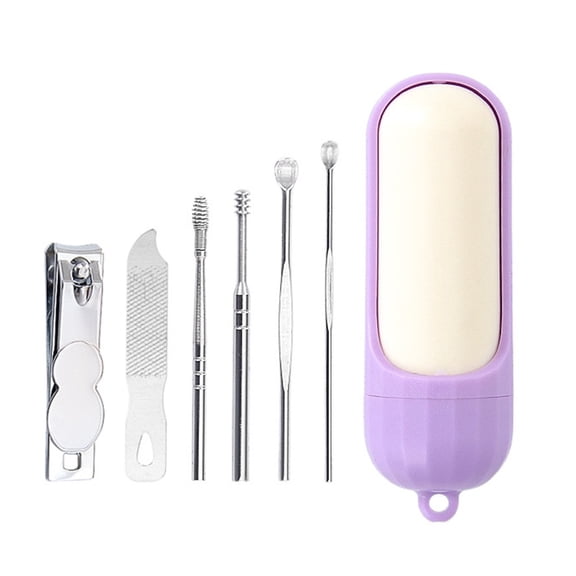 Capsule Nail 6-Piece Set Candy Color Portable Manicure Tool Nail Ear Spoon Set