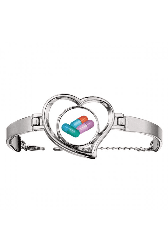 Capsule Pill Health Care Products Pattern Bracelet Heart Jewelry Wire Bangle