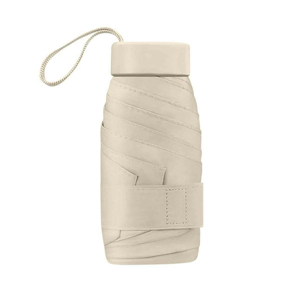 Capsule Sun Protection Umbrella UPF50+ - 0.5lb Foldable Mini Umbrella with 4-Layer UV Blocking & Stainless Steel Windproof Frame for Women's Fashion/Travel (Includes Round Handbag)