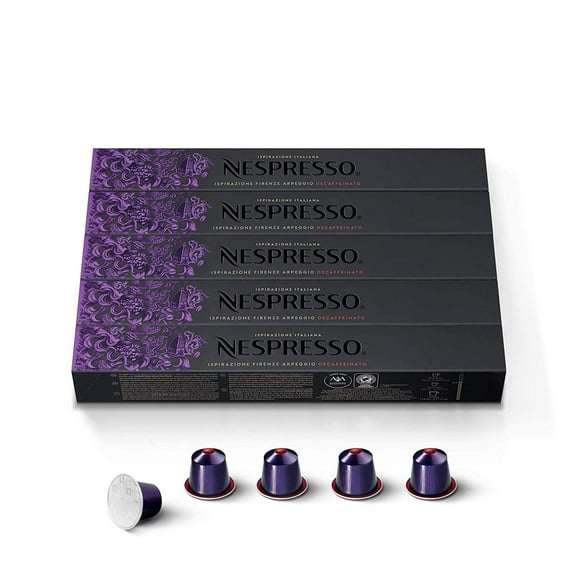 Capsules OriginalLine Arpeggio Decaffeinato, Dark Roast Coffee, Coffee Pods, Brews, Dark Roast Espresso, 10 Count (Pack of 5)