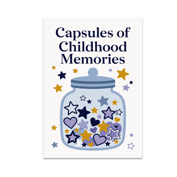 Capsules of Childhood Memories Poster Art - Memory Jar Decor - 13x19 Poster Print