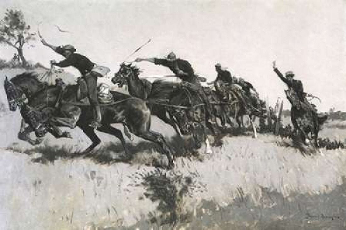 Capt Grimess Battery Going Up El Paso Hi Il Canvas Art - Frederic Remington (12 x 18)