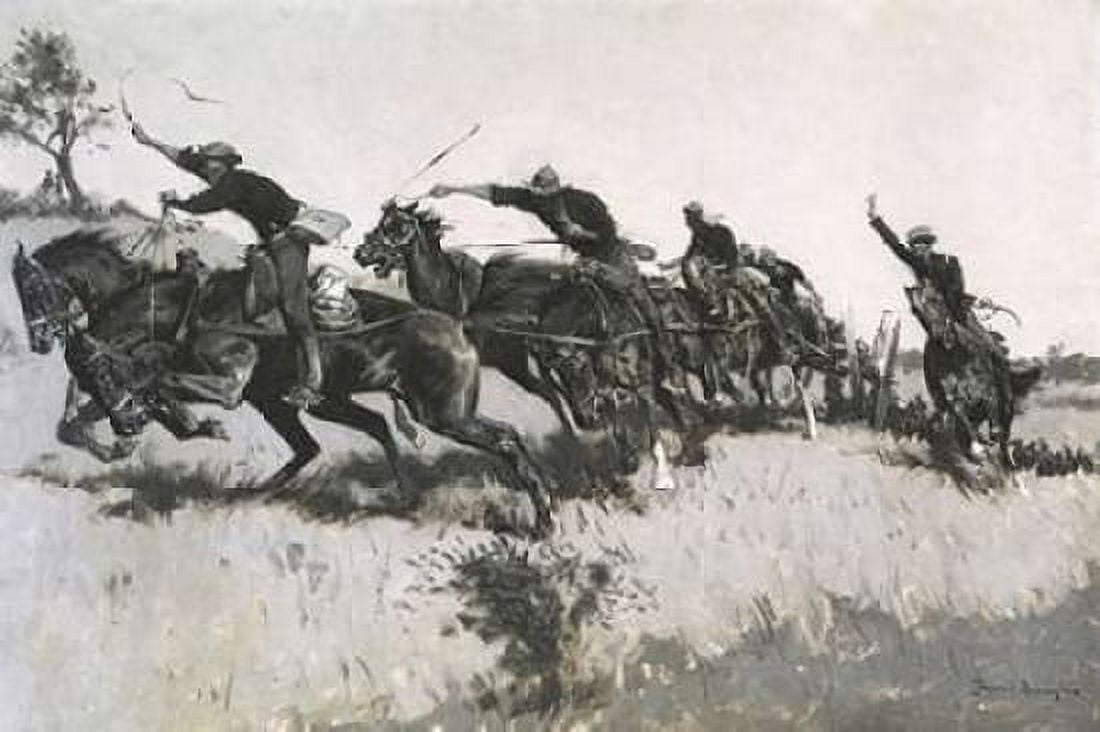 Capt Grimess Battery Going Up El Paso Hi Il Canvas Art - Frederic Remington (24 x 36)