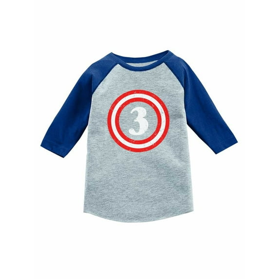 Captain 3rd Birthday Gift 3 Years old 3/4 Sleeve Baseball Jersey Toddler Shirt 3T Blue