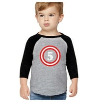 Captain 5th Five Year old Birthday Gift 3/4 Sleeve Baseball Jersey Toddler Shirt 5T Dark Gray
