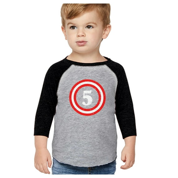 Captain 5th Five Year old Birthday Gift 3/4 Sleeve Baseball Jersey Toddler Shirt 5T Dark Gray