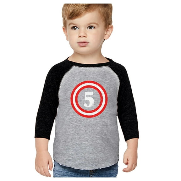 Captain 5th Five Year old Birthday Gift 3/4 Sleeve Baseball Jersey Toddler Shirt 5T Dark Gray