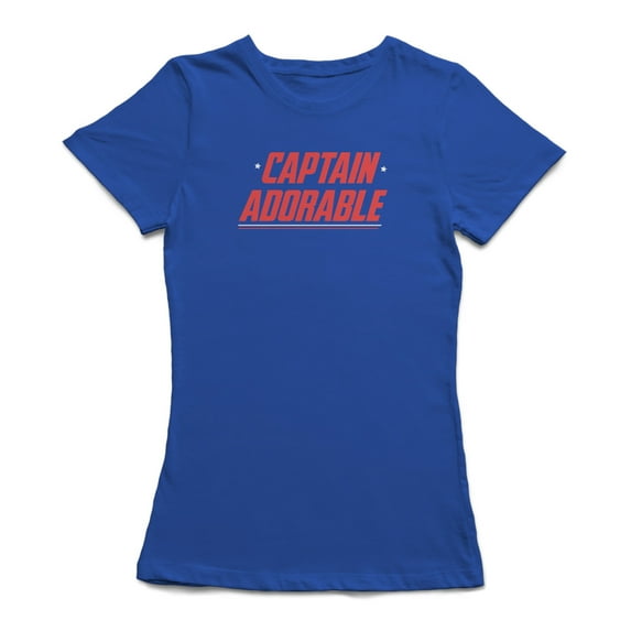 "Captain Adorable" Across Chest Red Quote Women T-Shirt, Female Medium