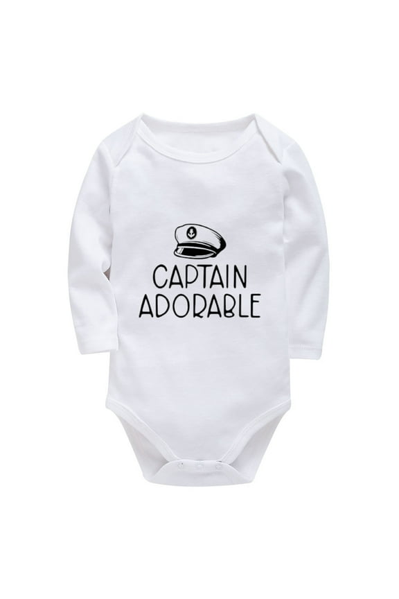 Captain Adorable Romper Baby Long Sleeve Baby Boy Summer Romper White Newborn Onsies0-3 Months Boy