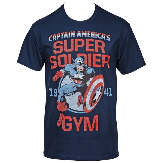 Captain America 826575-medium Mens Marvel Captain America Super Soldier Gym Est. 1941 T-Shirt, Blue - Medium