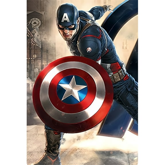 Captain America Anime Theme DIY Diamond Painting Kits for Adult，5D Full Drill Craft Painting Kits Home Wall Decor，12 x 16 inch.