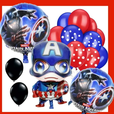Captain America Baby Toddler Mylar Balloon Set (11pcs) - Party Decorations, Birthday, Superhero Theme