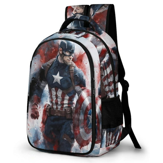 Captain-America Backpack, Lightweight Dual Zippers School Backpacks Adjustable Shoulder Straps School Bookbag for School, Work, Sports, And Travel