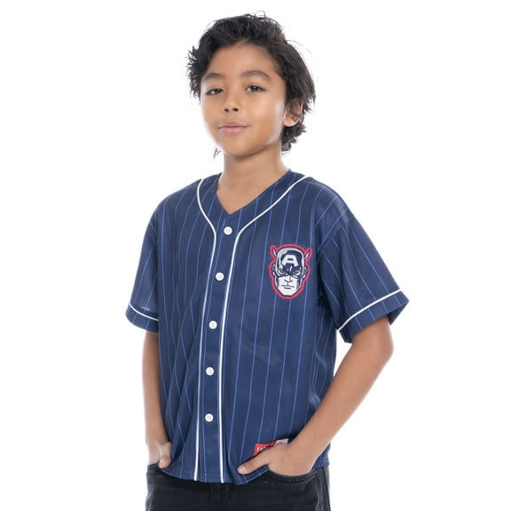 Captain America Boys Character Graphic Baseball Jersey, Sizes 4-18