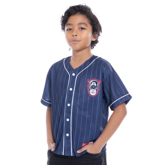 Captain America Boys Character Graphic Baseball Jersey, Sizes 4-18