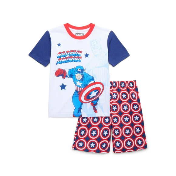 Captain America Boys Tee and Shorts Pajama Set, 2-Piece, Sizes 4-12