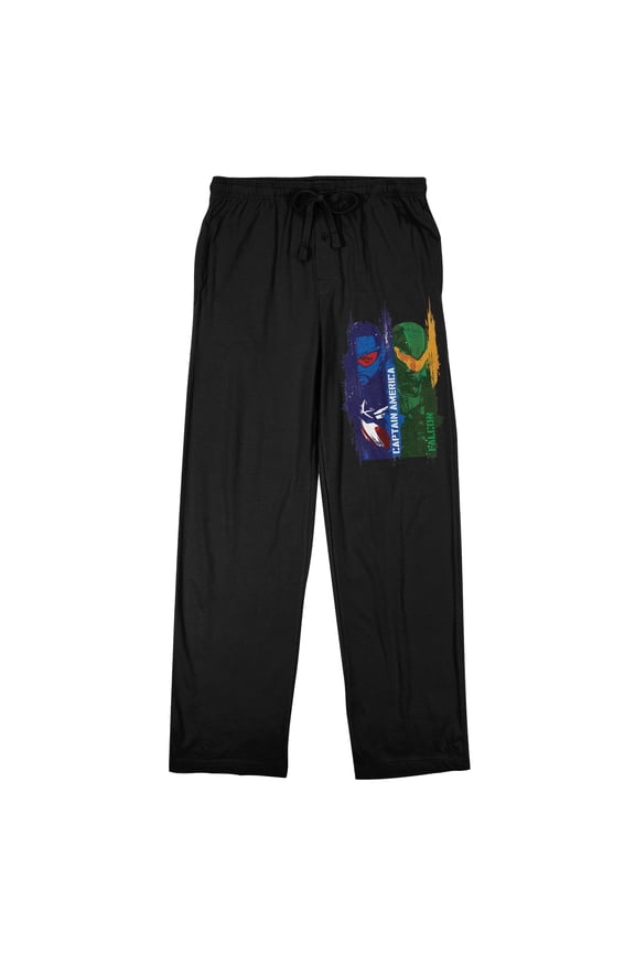 Captain America Brave New World Cap & Falcon Adult Black Sleep Pajama Pants-XXL