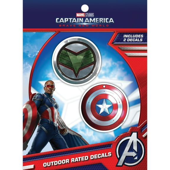 Captain America Brave New World Shield Decals - Set of 2 Stickers for Truck Water Bottle Bike Helmet Laptop Skateboard - Outdoor Rated Water Resistant Vinyl Decals