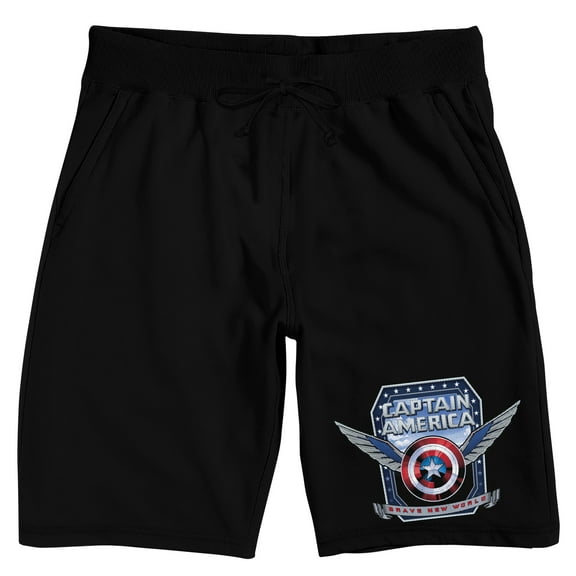 Captain America Brave New World Shield & Wings Adult Black Sleep Pajama Shorts
-Medium