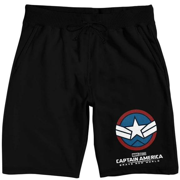 Captain America: Brave New World Title Artwork and Shield Men's Black Lounge Shorts-Medium