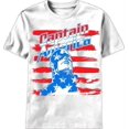 thumbnail image 1 of Captain America Brush Stripes White T-Shirt | S, 1 of 2