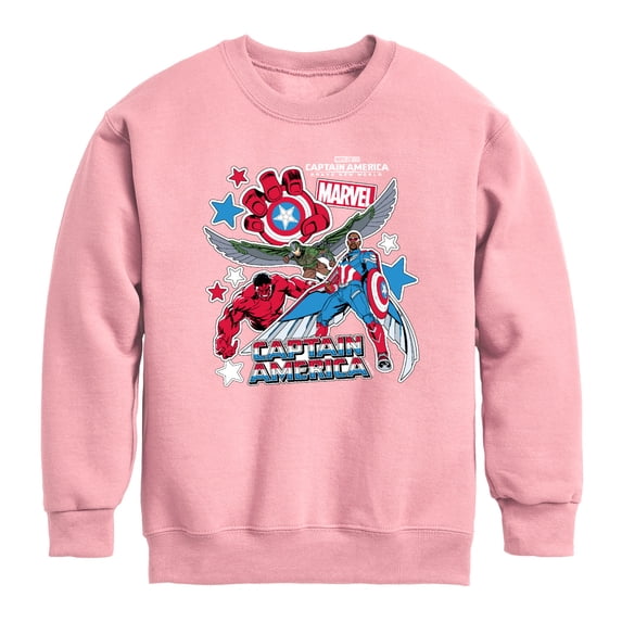 Captain America - Cabnw Sticker Pack - Youth Boys Crew Fleece Sweatshirt
