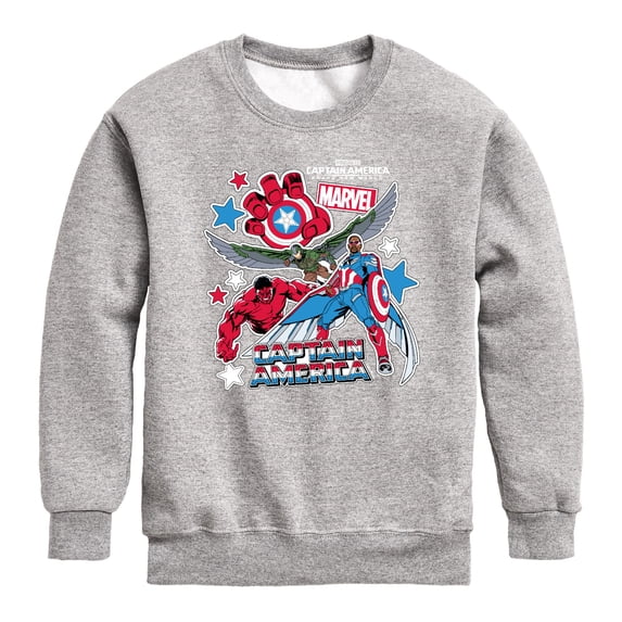 Captain America - Cabnw Sticker Pack - Youth Boys Crew Fleece Sweatshirt
