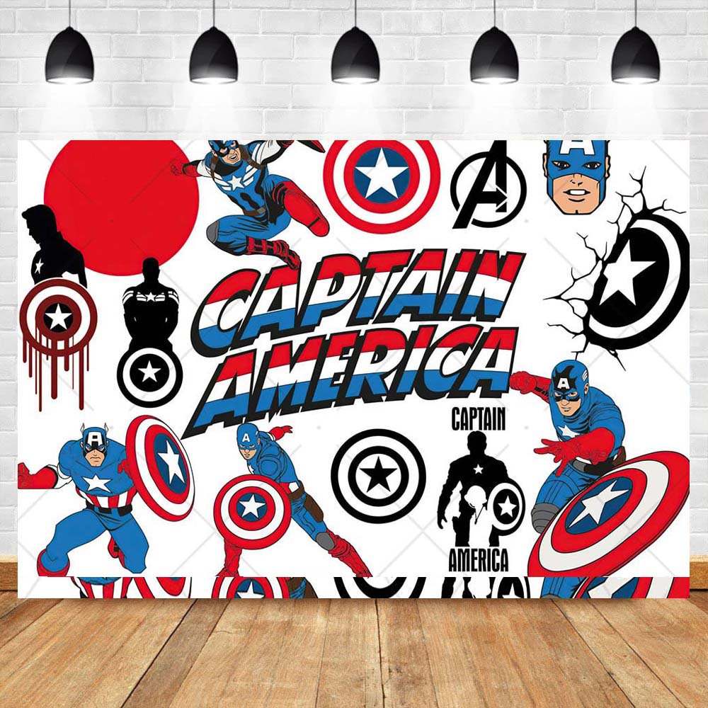 Captain America Children's Birthday Banner Decoration Photo Background ...