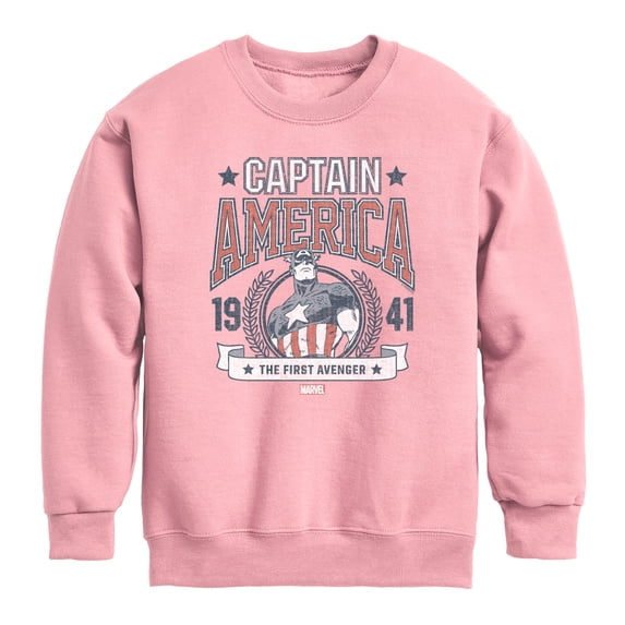 Captain America - Collegiate - Youth Boys Crew Fleece Sweatshirt