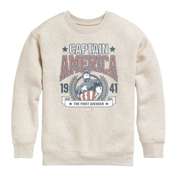 Captain America - Collegiate - Youth Boys Crew Fleece Sweatshirt