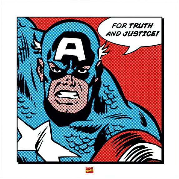Captain America - Comic Poster / Art Print (For Truth And Justice) (16" X 16")