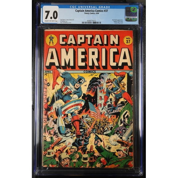 Captain America Comics #37 CGC FN/VF 7.0 Classic Schomburg Flag Cover! Comic Book