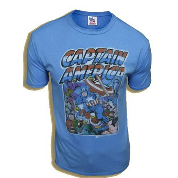 Captain America Crowd Cool Blue Adult T-Shirt