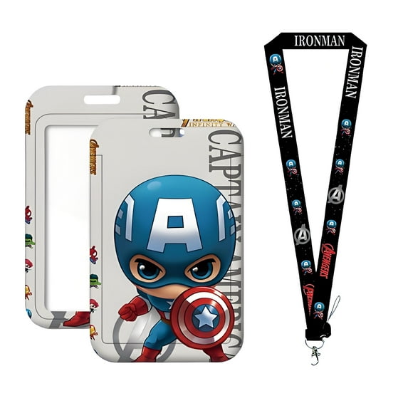 Captain America Detachable Lanyards for Id Badges Holder, Carabiner Clip, Nurse Teacher Office Gifts