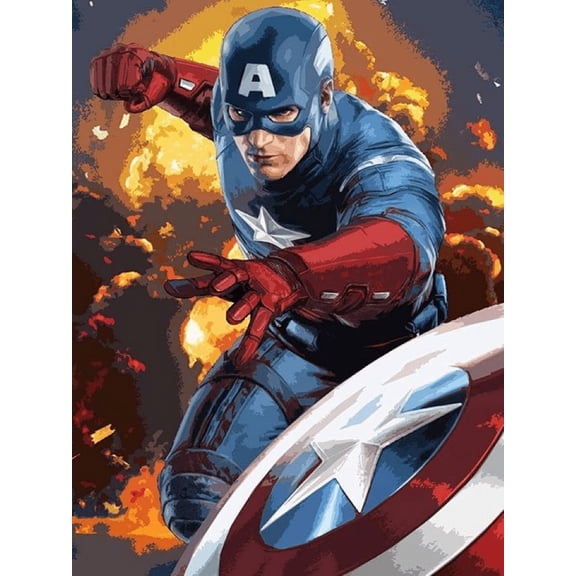 Captain America Diamond Art Kits for Adults Gem Art Kits for Adults for Gift Home Wall Decor Superheroes 16x12inch