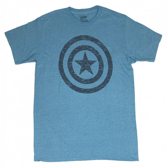 Captain America Distressed Shield Blue T-Shirt-2XLarge