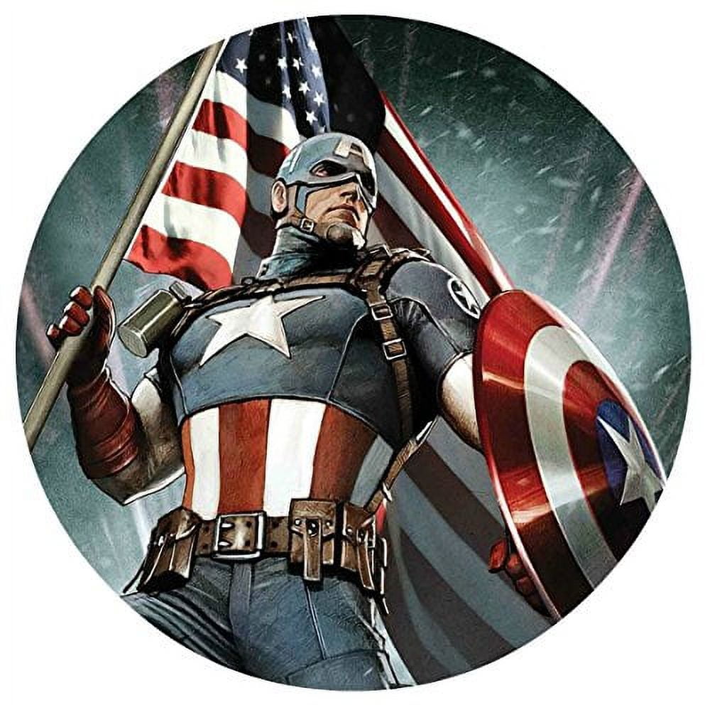 SWEET CUSTOM CAKES Captain America Edible Image Photo Cake Topper Sheet Birthday Party - 8" Round - 14931