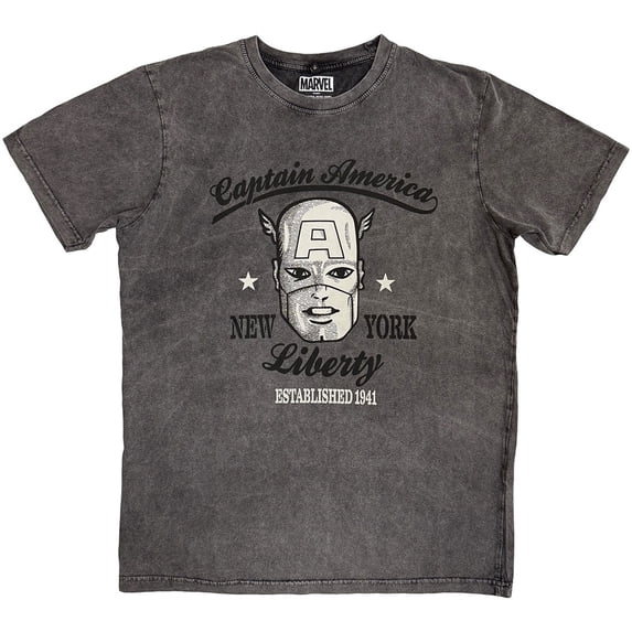 Marvel Comics Unisex Stone Wash T-Shirt Captain America Est. 1941 (Charcoal Grey) (Large)