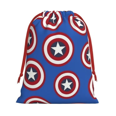 Captain America Gift Bags,Christmas Gift Bags,Drawstring Christmas Bags,Reusable Holiday Gift Bags & Party Favor Bags,10.6x7.9in