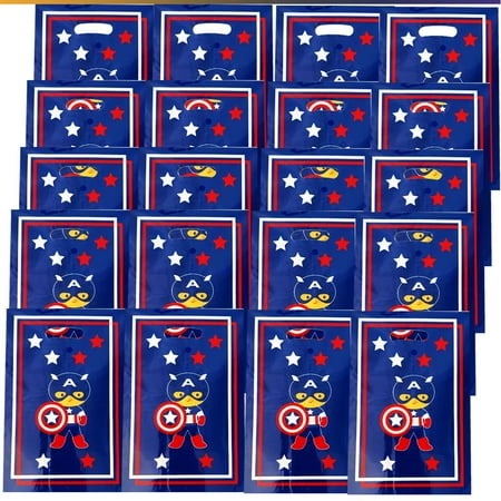 Captain America Goodie Bag Candy Treat Birthday Gift Bags Party Favors Handles Snack Supplies