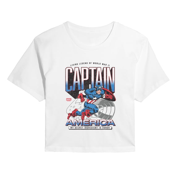 Captain America - Honor - Juniors Cropped Graphic T-Shirt