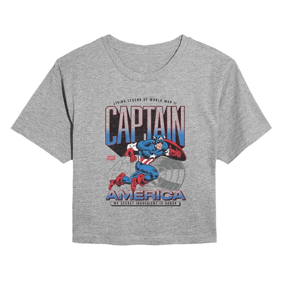 Captain America - Honor - Juniors Cropped Graphic T-Shirt