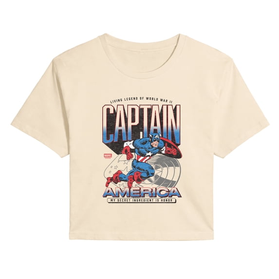Captain America - Honor - Juniors Cropped Graphic T-Shirt