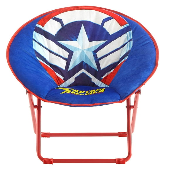 Captain America, Kids' 23" Saucer Chair, Blue/White