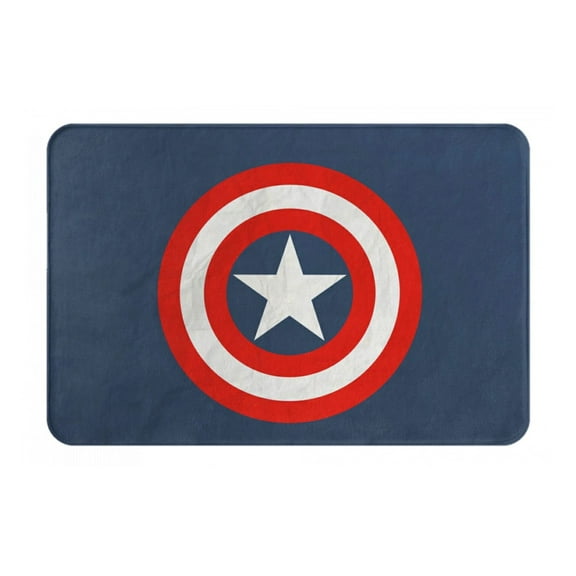 Captain America Logo Bath Mat,Funny Decor Kitchen Floor Mat Soft Flannel Mats Non Slip Kitchen Rugs Bath Rug Runner Carpet for Bathroom Bedroom,16 x 24 Inch