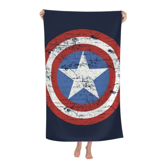 Captain America Logo Beach Towel 32x52inch,Large Bath Towels for Kids and Adults,Quick Dry Absorbent Sand Free Towel for Bathroom,Pool,Shower,Travel,Sport